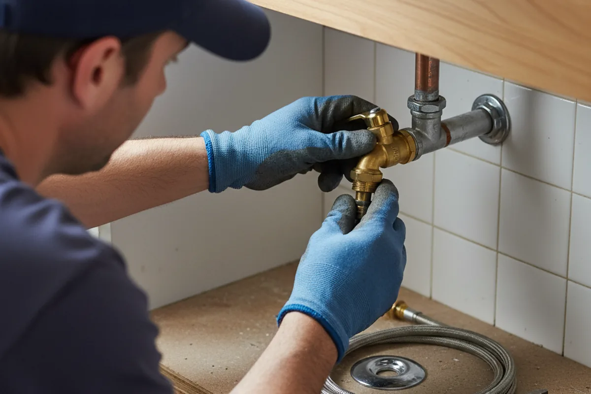Shutoff valve and fitting work during Burst Pipe Repair in Centerport